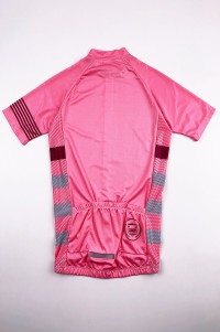 Custom Pink Short Sleeve Cycling Shirt Design Elastic Hem Moisture Wicking Cycling Shirt Cycling Shirt Supplier SKCSCP013 front view